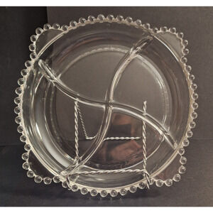 Imperial Candlewick 4 Part Relish Dish 10" with Handles